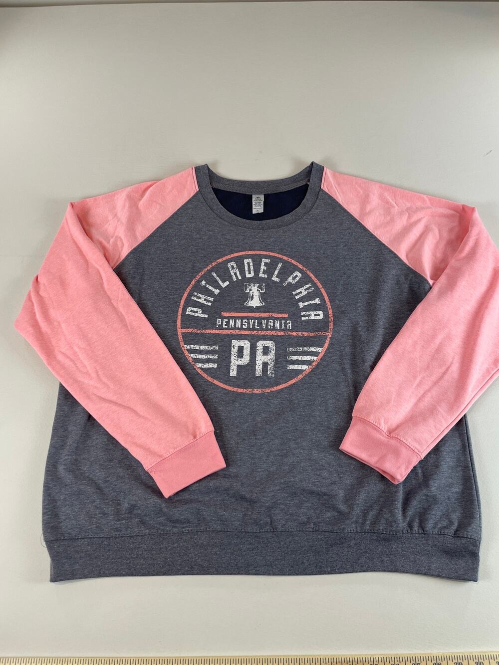 Salt Creek Sweatshirt Size XL Gray Pink Sleeves Philadelphia Logo New With Tag